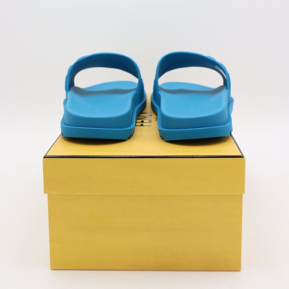 NIB FENDI Men's Blue FF Logo Slides Sandals - Picture 7 of 11